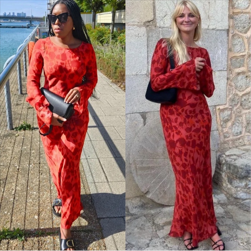 Réalisation Par Red Floral Long Sleeve Maxi Dress - Picture 4 of 12